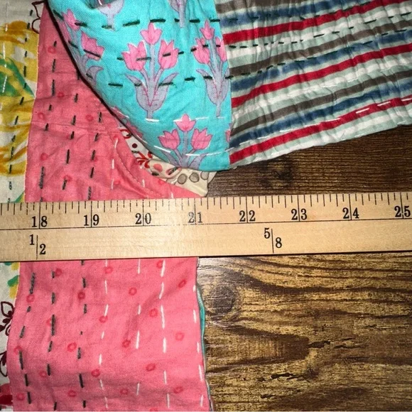 Raj Jacket Womens  Medium Patchwork Quilted Kantha Kimono Open Front Duster NWT - Picture 5 of 8